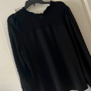 Black blouse, size XL, cute long sleeves with designs